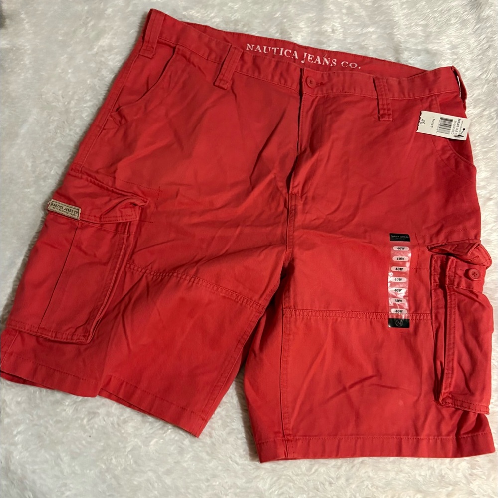 Nautica Red Cargo Shorts with Multiple Pockets